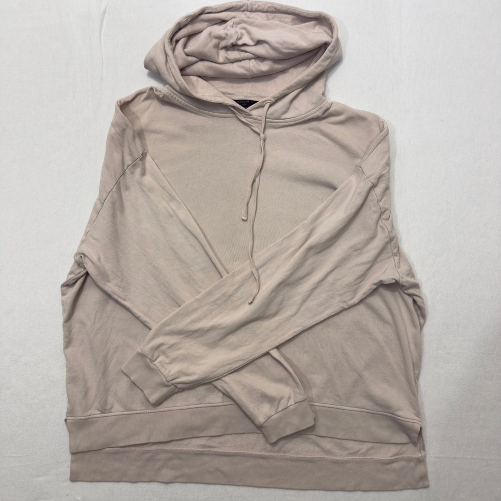 AllSaints Oversized Tor Hoodie Unisex S/M Beige Cotton Modal Lined Minimalist‎ - Picture 2 of 13